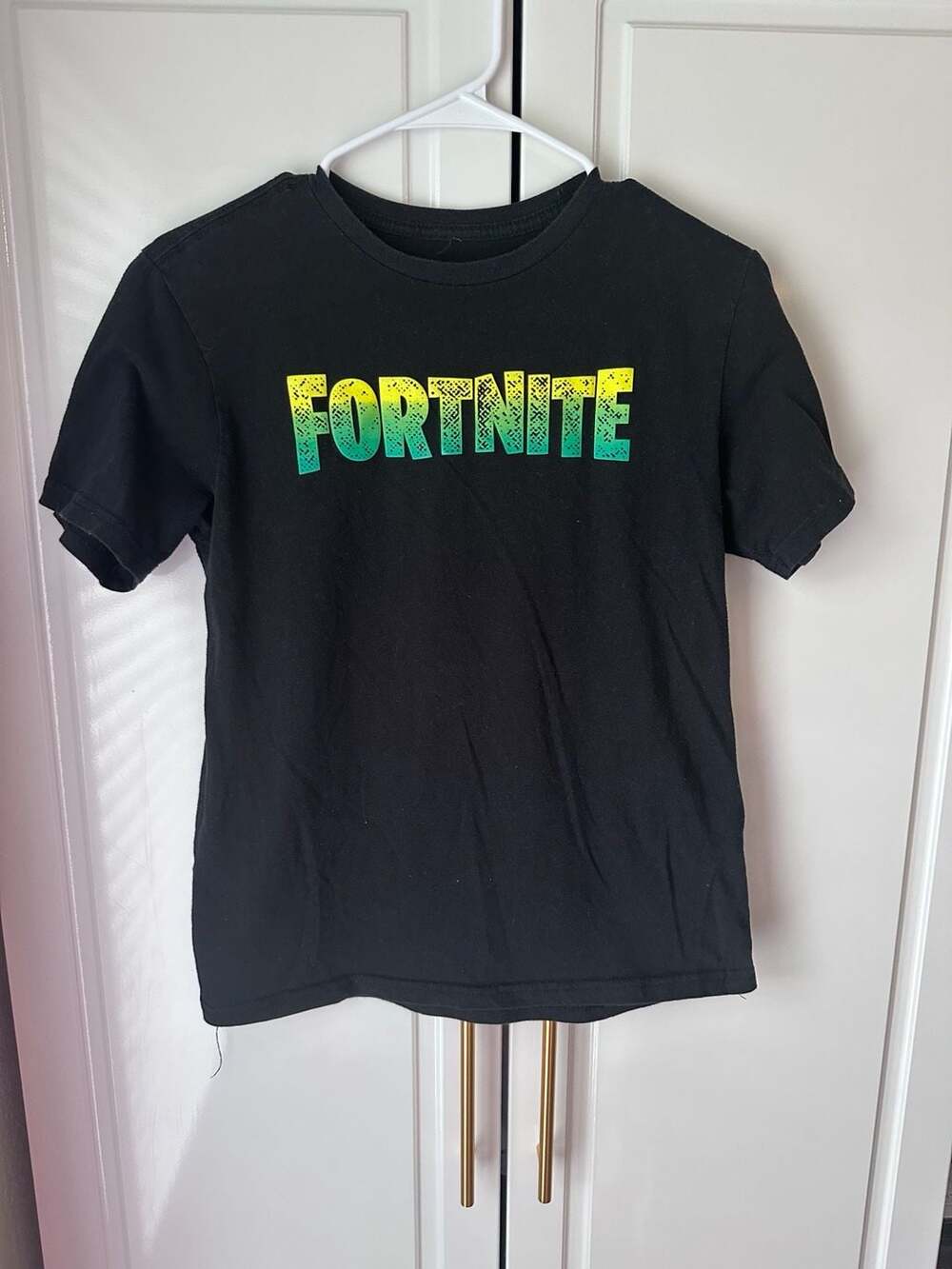 Fortnite Graphic T-Shirt Youth Size XL 14/16 Black Yellow Green Logo Tee